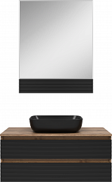Brevita Мебель для ванной Dakota 100 подвесная дуб галифакс олово/черный кварц – фотография-1