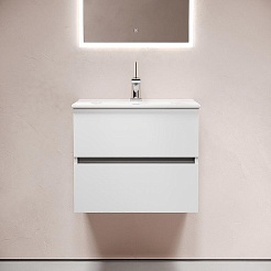 Sancos Тумба с раковиной Urban 60 белый глянец раковина Element 61 CN7001 – фотография-2