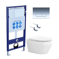 Aquatek Унитаз подвесной Лея AQ1199-00 в комплекте с инсталляцией Standard INS-0000012 с клавишей смыва KDI-0000016 хром и крепления KKI-0000002