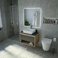 Teymi Тумба с раковиной Ritta 85 дуб эврика/графит матовый подвесная T60532 раковина T50302 – фотография-11