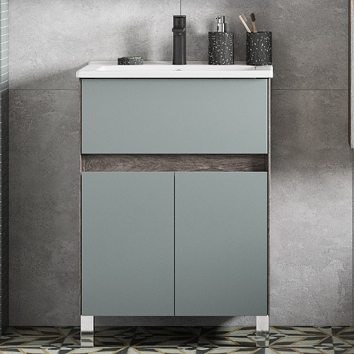 Акватон Тумба под раковину Форест 60 дуб рошелье/сумеречный голубой – картинка-5