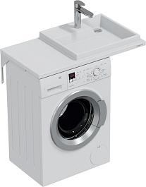 СанТа Мебель для ванной под стиральную машину Марс 90 R с зеркальным шкафом Стандарт 90 белая – фотография-9