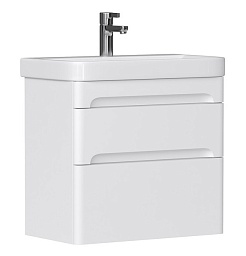 Equil Тумба с раковиной Nice 60 2 ящика подвесная белая – фотография-1