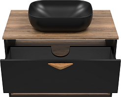 Brevita Тумба под раковину Bergen 80 подвесная дуб галифакс олово/черная – фотография-3