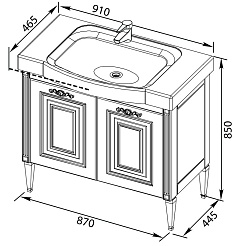 Aquanet Тумба с раковиной Паола 90 домино, черная/серебро (186120) – фотография-8