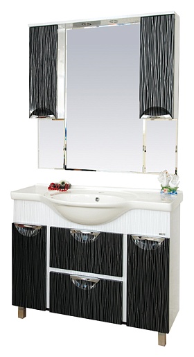 Misty Зеркальный шкаф Лорд 105 бело-черная пленка – картинка-3