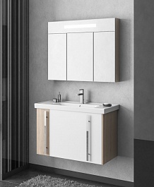  Зеркало-шкаф для ванной Стайл 100 белый/орегон – фотография-2