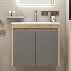 Teymi Тумба с раковиной Netta 70 подвесная дуб/графит – фотография-3