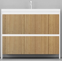 Velvex Тумба под раковину напольная Klaufs 100 белая/дерево, 2 ящика – фотография-1