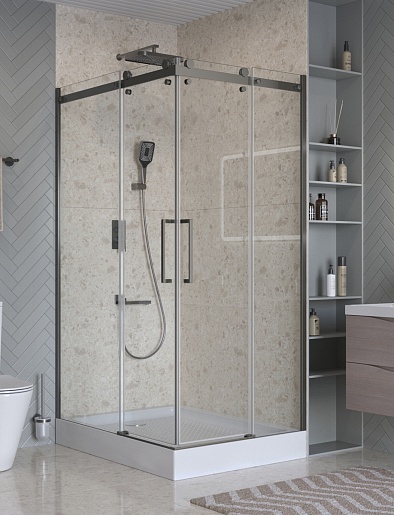 BelBagno Душевой уголок Marino MARINO-2-AH-2-120/90-C-GM 120x90 профиль оружейная сталь стекло прозрачное – фотография-2