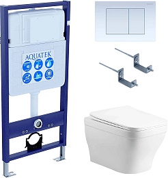 Aquatek Унитаз подвесной Амадео AQ1163-00 в комплекте с инсталляцией Standard INS-0000012 с клавишей смыва KDI-0000009 белая и крепления KKI-0000002 – фотография-1