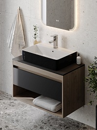 Teymi Раковина накладная в ванную Helmi 60 Duo чёрно-белый глянец T50272 – фотография-5