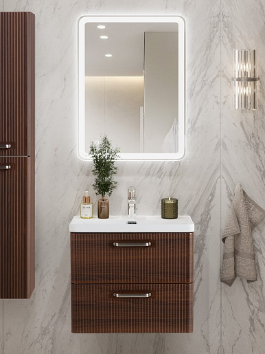 BelBagno Тумба с раковиной Due 50 подвесная Noce ручки Матовый атласный никель – фотография-12