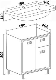 Runo Тумба с раковиной Карат 70 белая – фотография-7