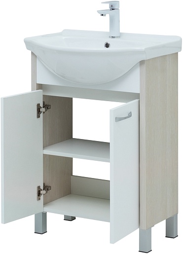 Aquanet Тумба с раковиной Донна 60 белый дуб/белая – фотография-8
