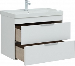 Aquanet Мебель для ванной Ирис New 80 2 ящика подвесная белая глянцевая – фотография-6