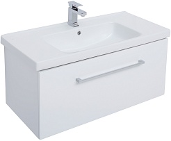 Dreja Тумба с раковиной Big Inn 80 подвесная белая – фотография-2