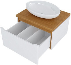 Mixline Мебель для ванной Виктория 60 L подвесная белая софт/дуб светлый – фотография-3