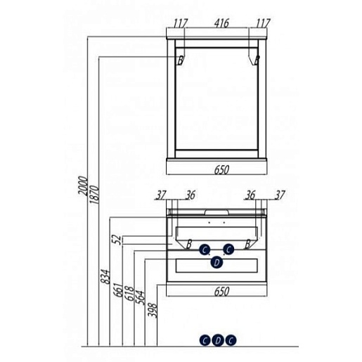 Акватон Тумба с раковиной "Леон 65" ясень черный – картинка-3