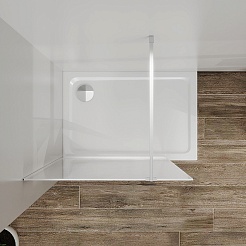 Azario Душевая перегородка Walk-in 100/195 стекло графический принт профиль матовый графит – фотография-4