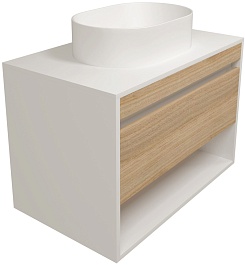 Teymi Тумба с раковиной Ritta 75 Lori 50 подвесная белый/дуб – фотография-1
