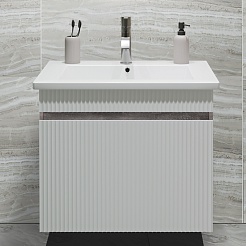 Runo Тумба под раковину Модена 65 подвесная белая/железный камень – фотография-2