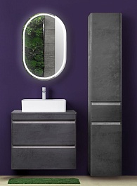 Style Line Тумба с раковиной подвесная Атлантика 60, бетон темный – фотография-15