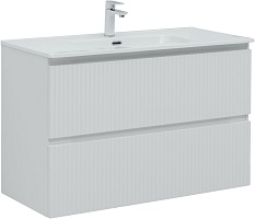 Aquanet Тумба с раковиной Джейн (Flat) 100 подвесная белая матовая