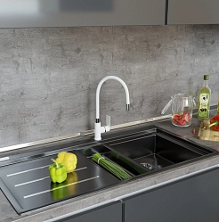 Mixline Смеситель для кухни 35k ML33-098 "City White" белый/хром – фотография-4