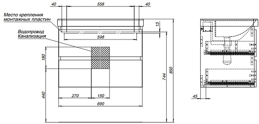 Aquanet Мебель для ванной Вега 70 подвесная белая глянцевая – фотография-22