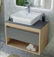 Teymi Тумба с раковиной Ritta 65 дуб эврика/графит матовый подвесная T60524 раковина T50002