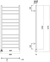 Domoterm Полотенцесушитель электрический Медея П12 (3-4-5) 600x1200 EL хром – фотография-3