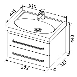 Aquanet Тумба с раковиной Сиена 60 подвесная, черная – фотография-4