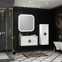 Opadiris Мебель для ванной Ибица 90 подвесная белая/золото – фотография-3