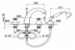 Webert Смеситель Ottocento OT730101010 золото, на борт ванны – фотография-3