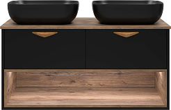 Brevita Тумба под раковину Bergen 105 подвесная дуб галифакс олово/черная – фотография-9