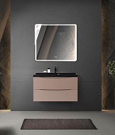 BelBagno Тумба с раковиной Marino 80 подвесная Capucino Lucido с раковиной 80/45 ART-AST-NERO – фотография-7