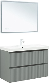 Aquanet Тумба с раковиной Джейн (Flat) 100 Flash подвесная мисти грин матовый – фотография-13