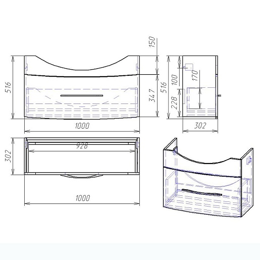 Alvaro Banos Тумба с раковиной Carino 105 – картинка-7