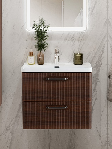 BelBagno Тумба с раковиной Due 60 подвесная Noce ручки Матовый тёмный никель – картинка-15