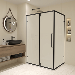 RGW Душевой уголок Classic CL-046B 100x80 профиль черный стекло матовое сатинат – фотография-2