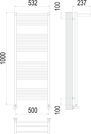 Terminus Полотенцесушитель водяной Аврора П20 500x1000 с полкой хром – фотография-3