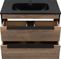 Brevita Тумба под раковину Monsour 80 подвесная дуб галифакс олово/черный кварц – фотография-3