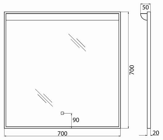 BelBagno Зеркало Uno 70 SPC-UNO-700-700-TCH – фотография-8