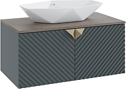 Runo Тумба с раковиной Андорра 85 Poligono подвесная зеленый графит/дуб коньячный – фотография-1