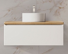 Jorno Тумба с раковиной Solis new 100 белая подвесная со столешницей из массива бука
