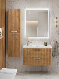 BelBagno Тумба с раковиной Due 80 подвесная Rovere Nature ручки Хром полированный – фотография-13