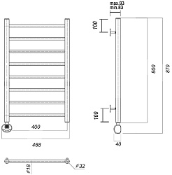 Domoterm Полотенцесушитель электрический Медея П8 400x800 EL золото – фотография-3