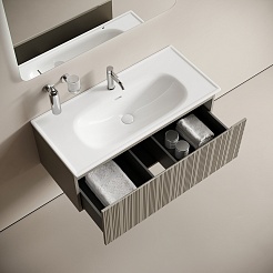 Sancos Тумба под раковину Code 100 c одним ящиком серая платина – фотография-3