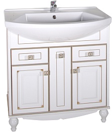 ASB-Woodline Тумба под раковину Верона 75 белый/патина золото – фотография-1